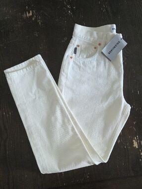 Balenciaga White Tube High Rise Straight Leg Jeans